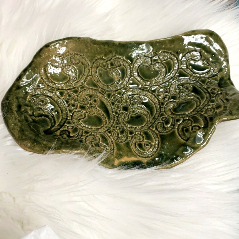 Green ceramic bowl